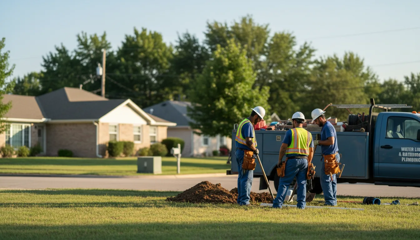 Residential water line and bathroom plumbing service in Randlett, OK